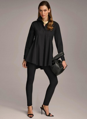 Sweaters and Tops Donna Karan Long Sleeve A-line Tunic Čierne | SK_DK77556