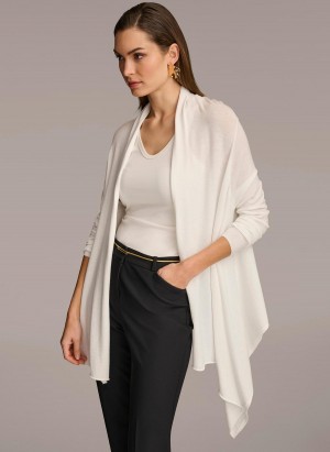 Sweaters and Tops Donna Karan Long Sleeve Drape Cardigan Krém | SK_DK85067