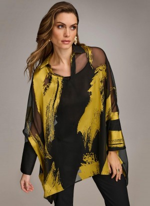 Sweaters and Tops Donna Karan Print Collared Tunic Čierne | SK_DK81797