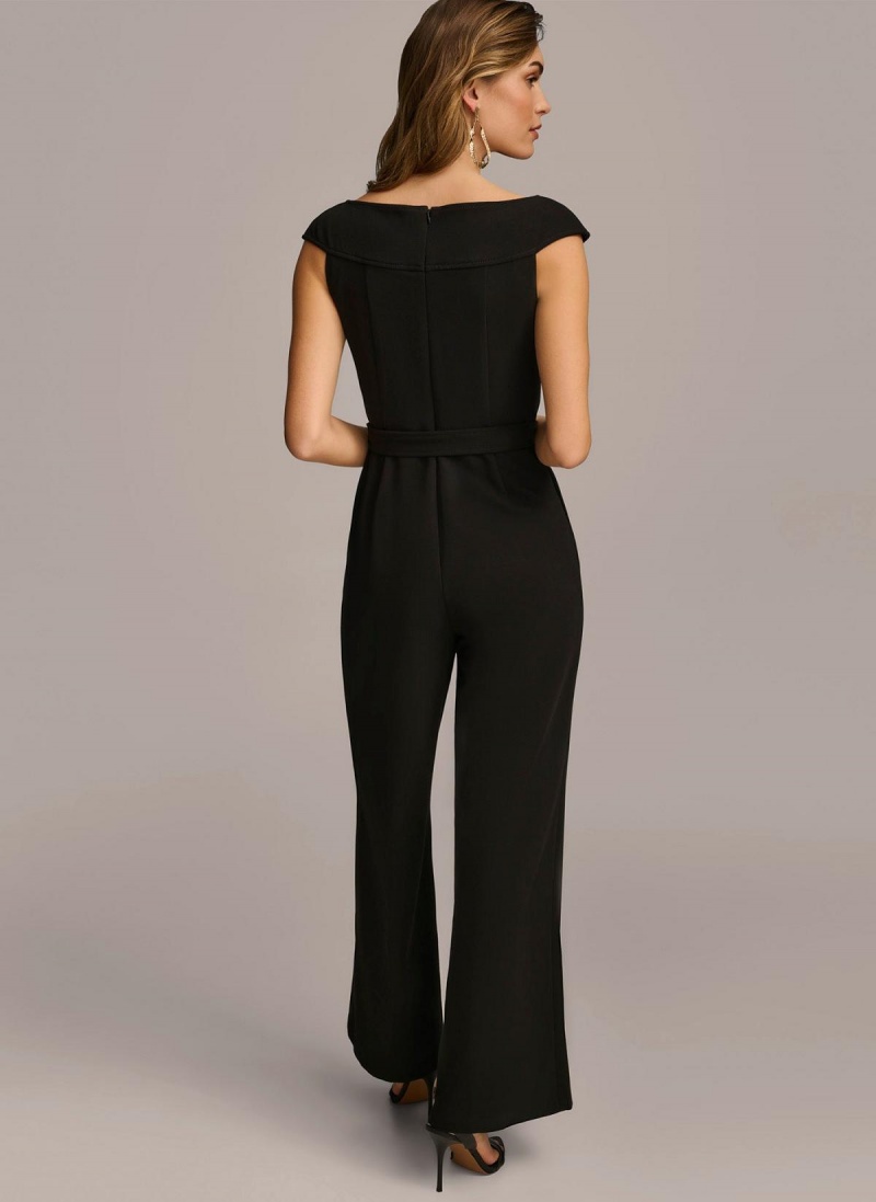 Kombineza Donna Karan Jumpsuit With Hardware Belt Čierne | SK_DK31268