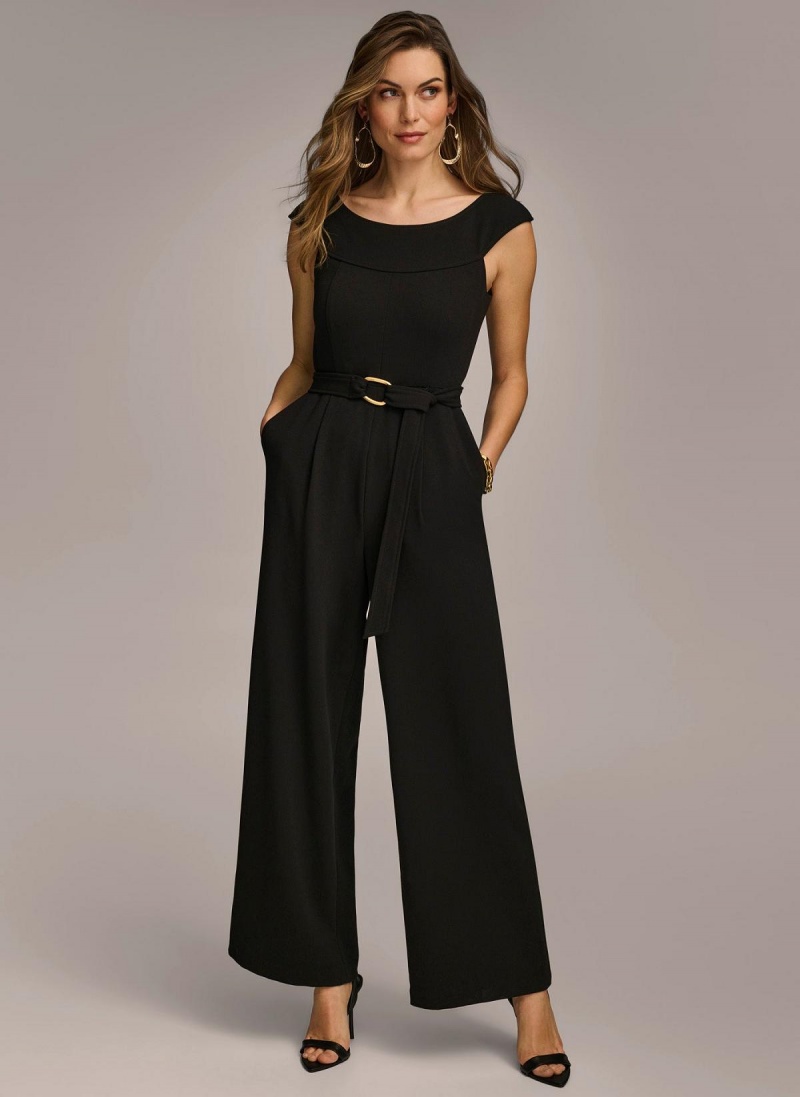 Kombineza Donna Karan Jumpsuit With Hardware Belt Čierne | SK_DK31268