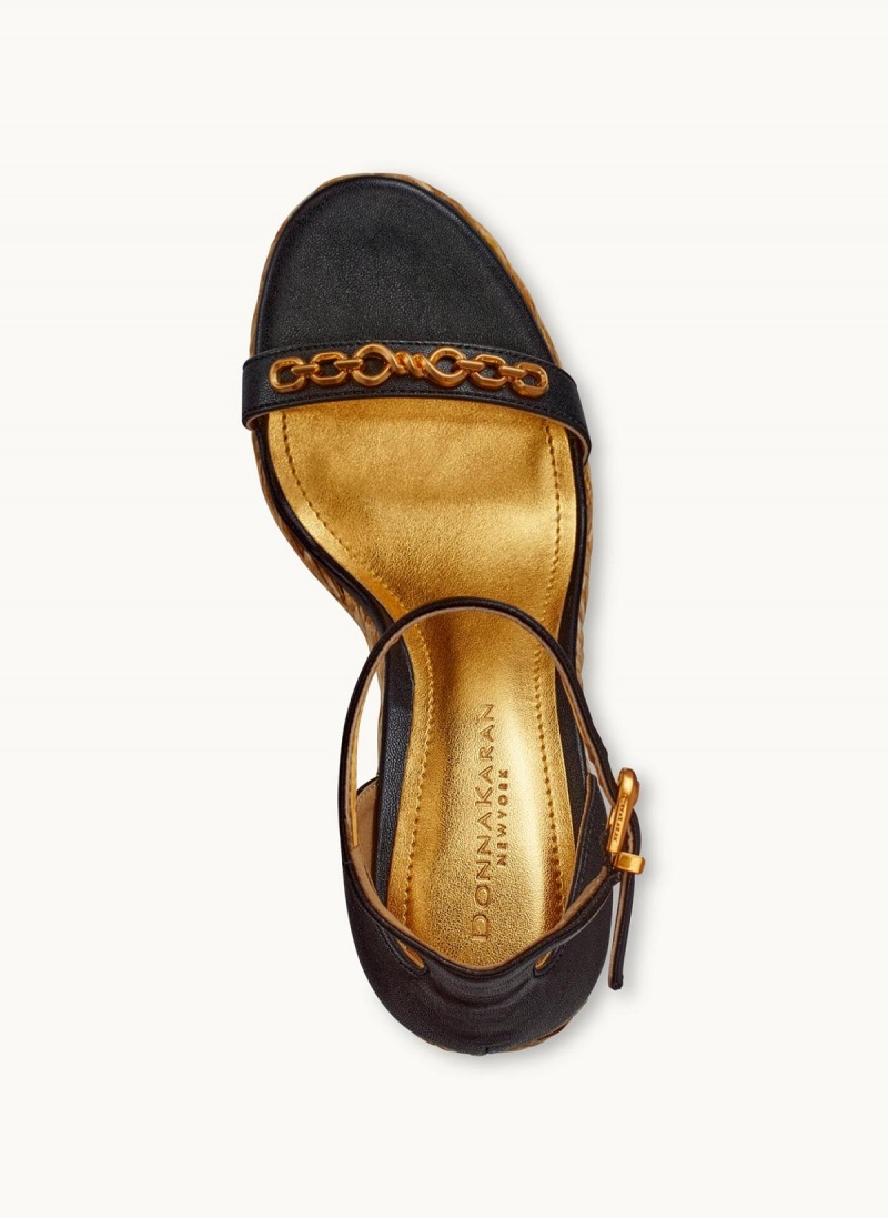 Podpätky Donna Karan Yulissa Ankle Remienkove Espadrille Čierne | SK_DK69945