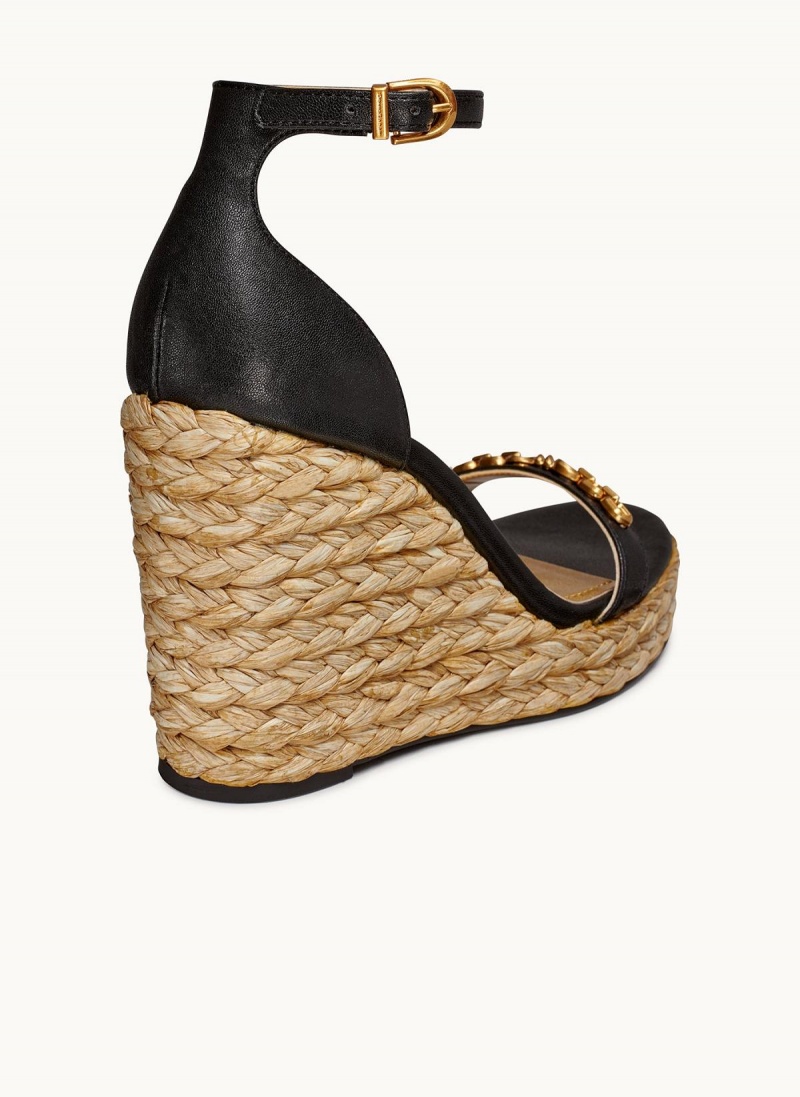 Podpätky Donna Karan Yulissa Ankle Remienkove Espadrille Čierne | SK_DK69945