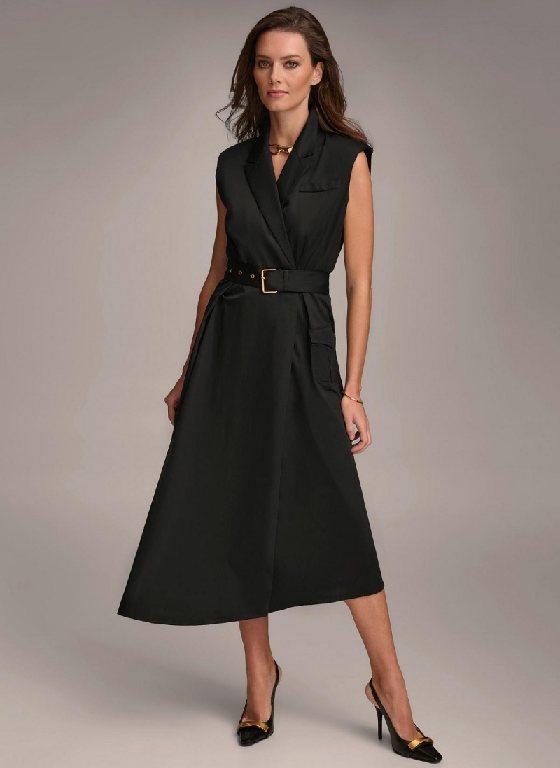 Saty Donna Karan Belted Asymmetrical Čierne | SK_DK22501