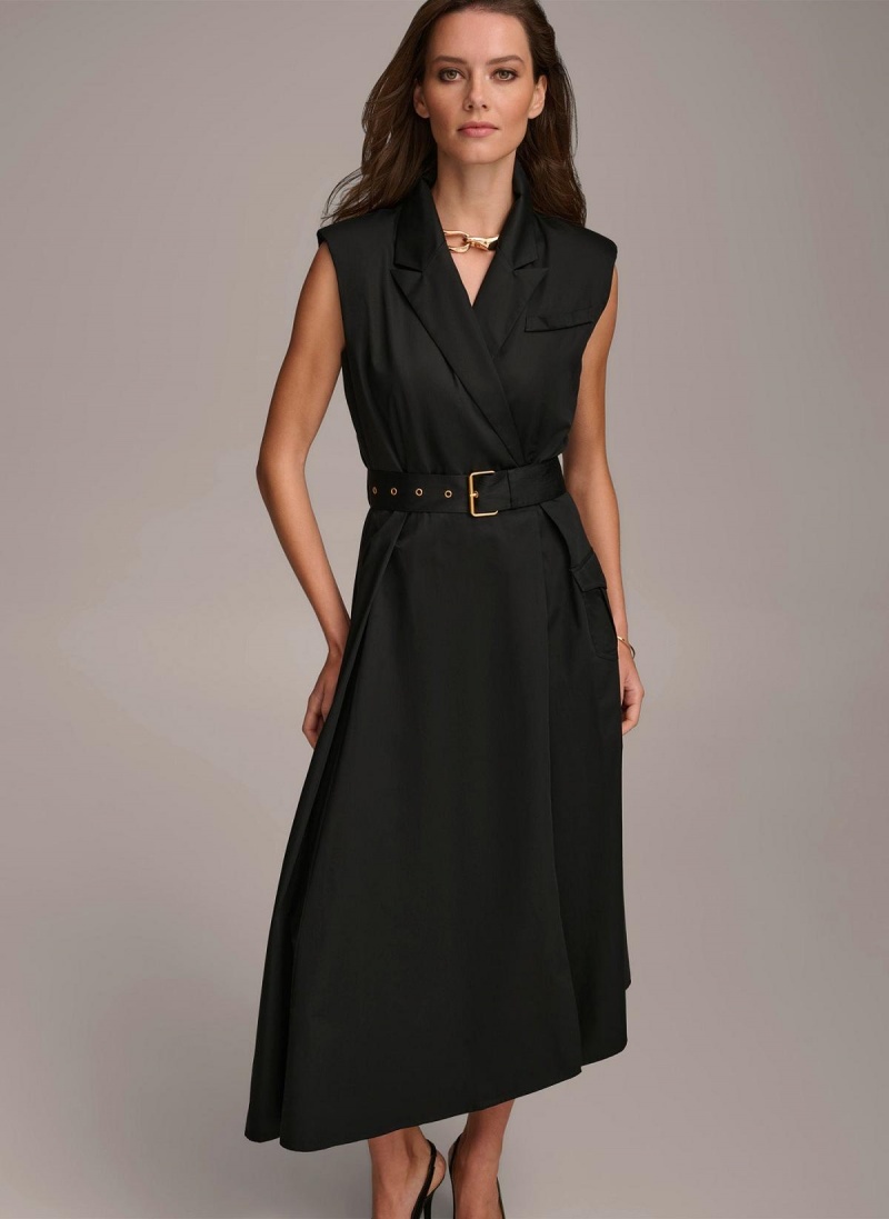 Saty Donna Karan Belted Asymmetrical Čierne | SK_DK22501