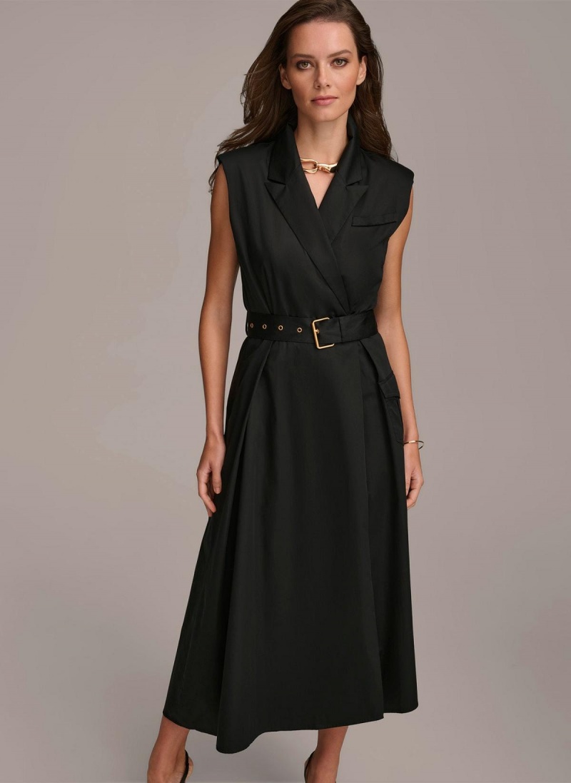 Saty Donna Karan Belted Asymmetrical Čierne | SK_DK22501