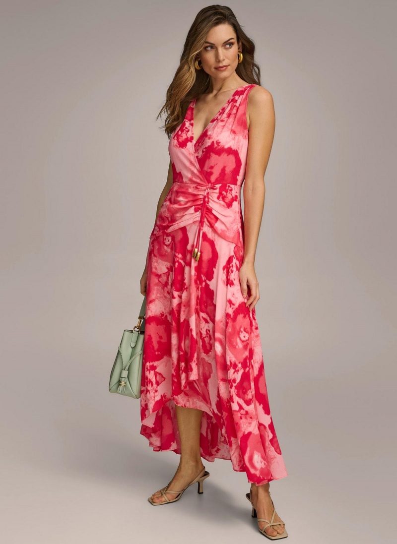 Saty Donna Karan Floral Midi Ruzove | SK_DK53025