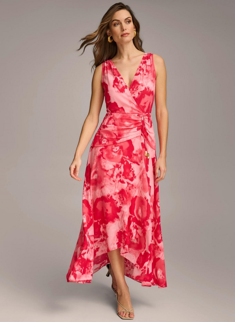 Saty Donna Karan Floral Midi Ruzove | SK_DK53025