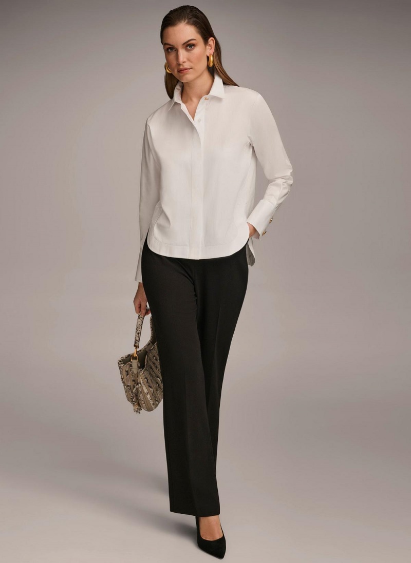 Sweaters and Tops Donna Karan Bavlnene Collared Button Down Biele | SK_DK96153