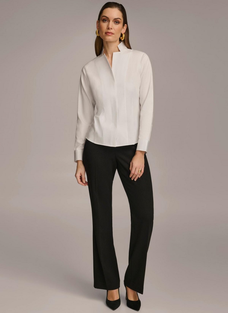 Sweaters and Tops Donna Karan Bavlnene Notch Collar Button Down Biele | SK_DK32287