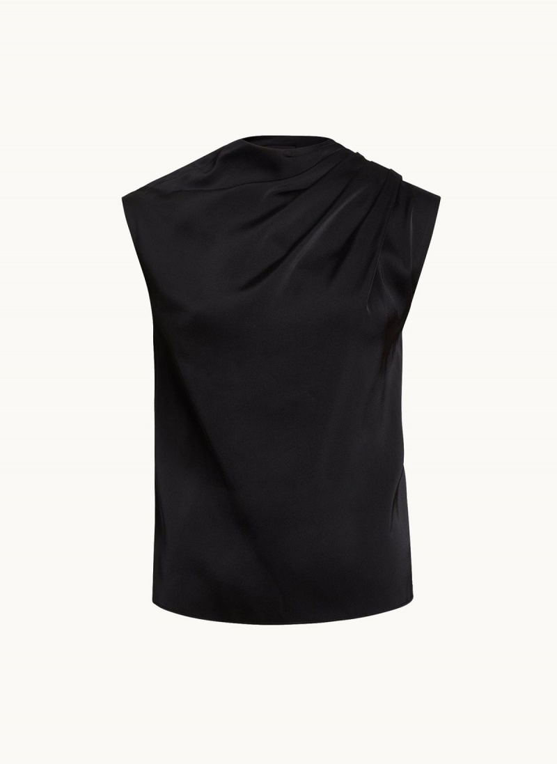 Sweaters and Tops Donna Karan Bez Rukavov Draped Mockneck Čierne | SK_DK74406