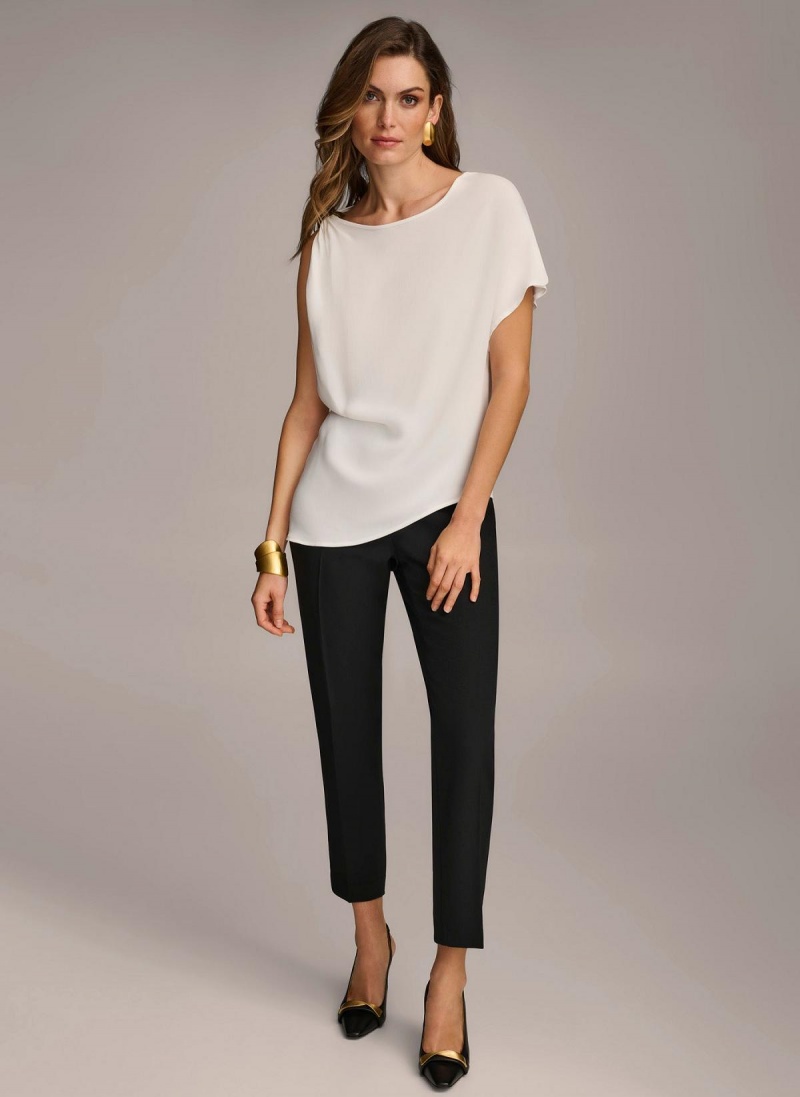 Sweaters and Tops Donna Karan Gathered Hardware Shoulder Krém | SK_DK65132