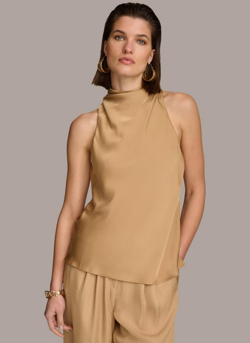 Sweaters and Tops Donna Karan High Drape Neck Zlate | SK_DK60925