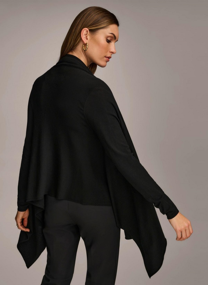 Sweaters and Tops Donna Karan Long Sleeve Drape Cardigan Čierne | SK_DK68187