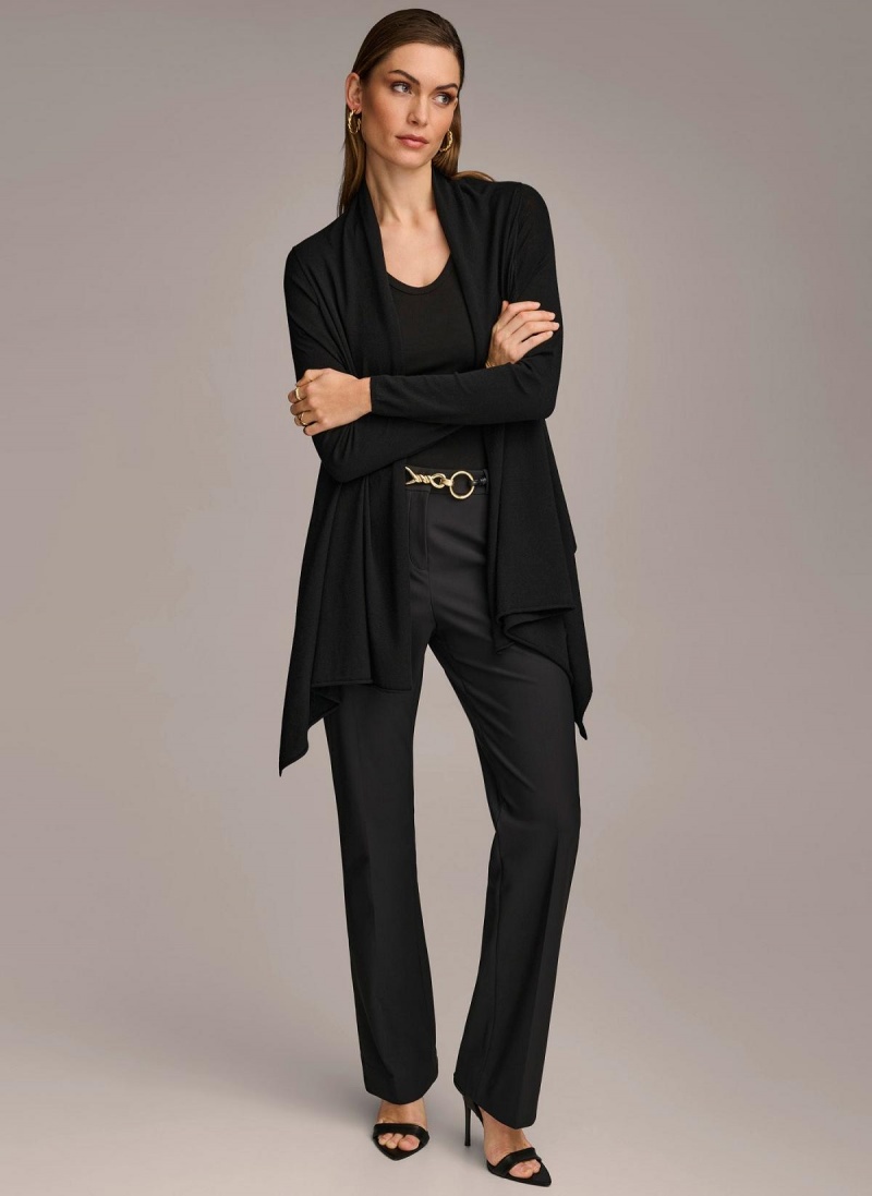 Sweaters and Tops Donna Karan Long Sleeve Drape Cardigan Čierne | SK_DK68187