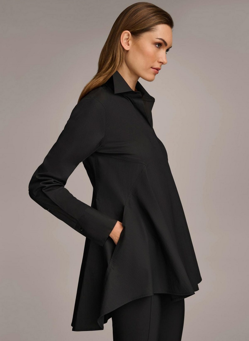 Sweaters and Tops Donna Karan Long Sleeve A-line Tunic Čierne | SK_DK77556