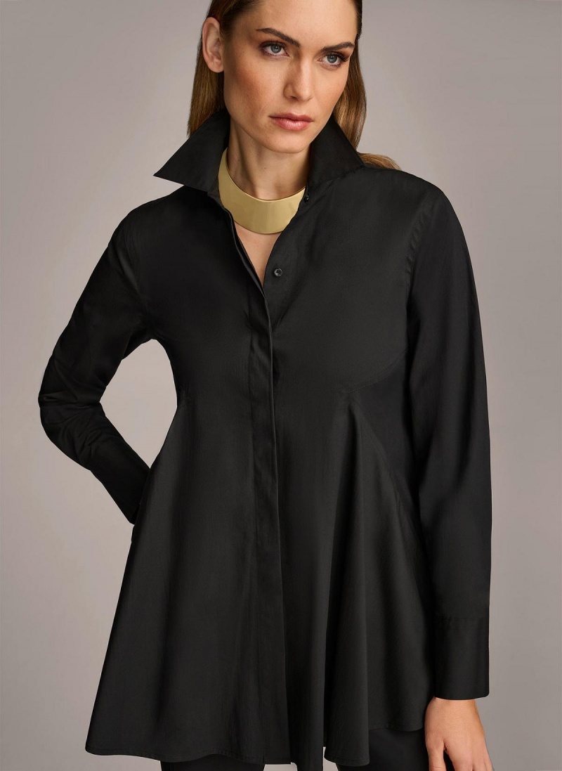 Sweaters and Tops Donna Karan Long Sleeve A-line Tunic Čierne | SK_DK77556