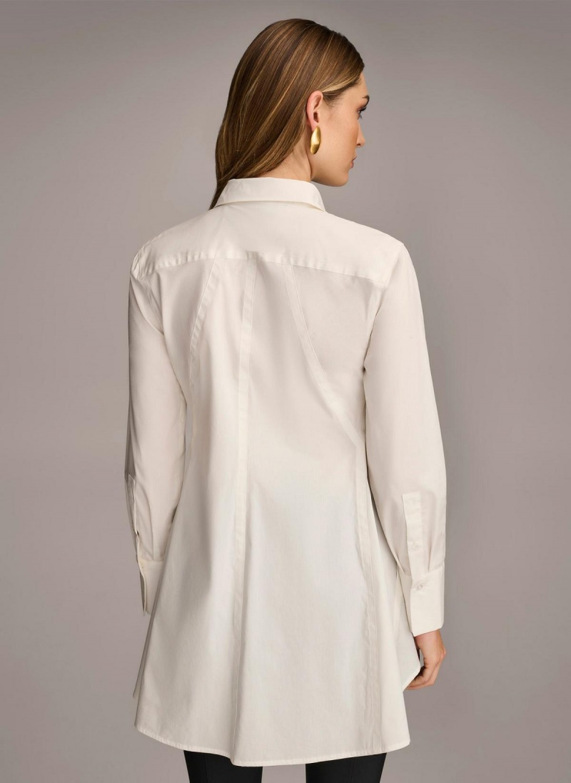 Sweaters and Tops Donna Karan Long Sleeve A-line Tunic Krém | SK_DK77058