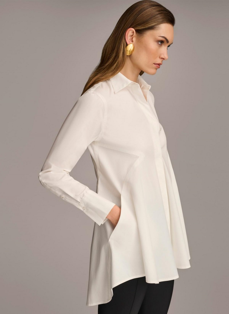 Sweaters and Tops Donna Karan Long Sleeve A-line Tunic Krém | SK_DK77058