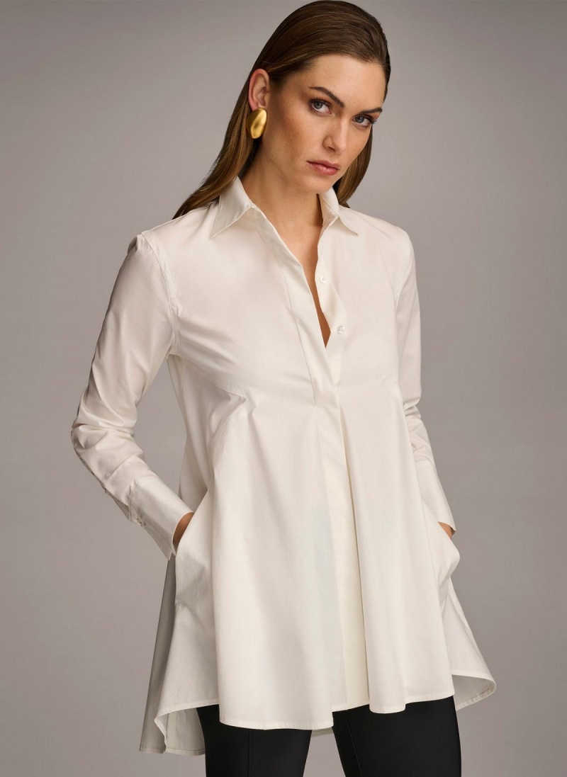 Sweaters and Tops Donna Karan Long Sleeve A-line Tunic Krém | SK_DK77058