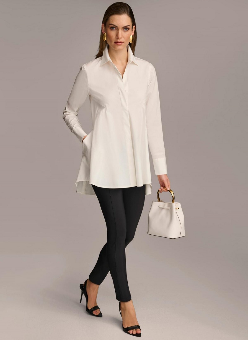 Sweaters and Tops Donna Karan Long Sleeve A-line Tunic Krém | SK_DK77058