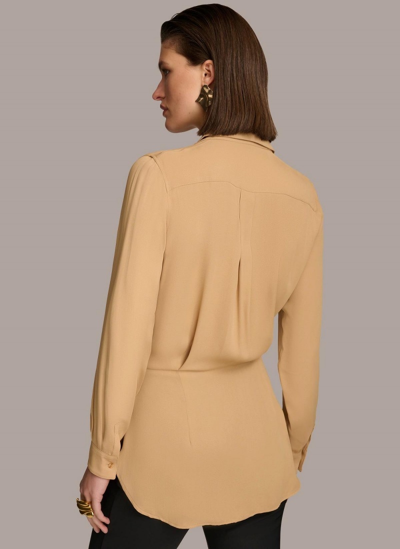 Sweaters and Tops Donna Karan Long Sleeve High-low With Tie At Pásom Zlate | SK_DK75258