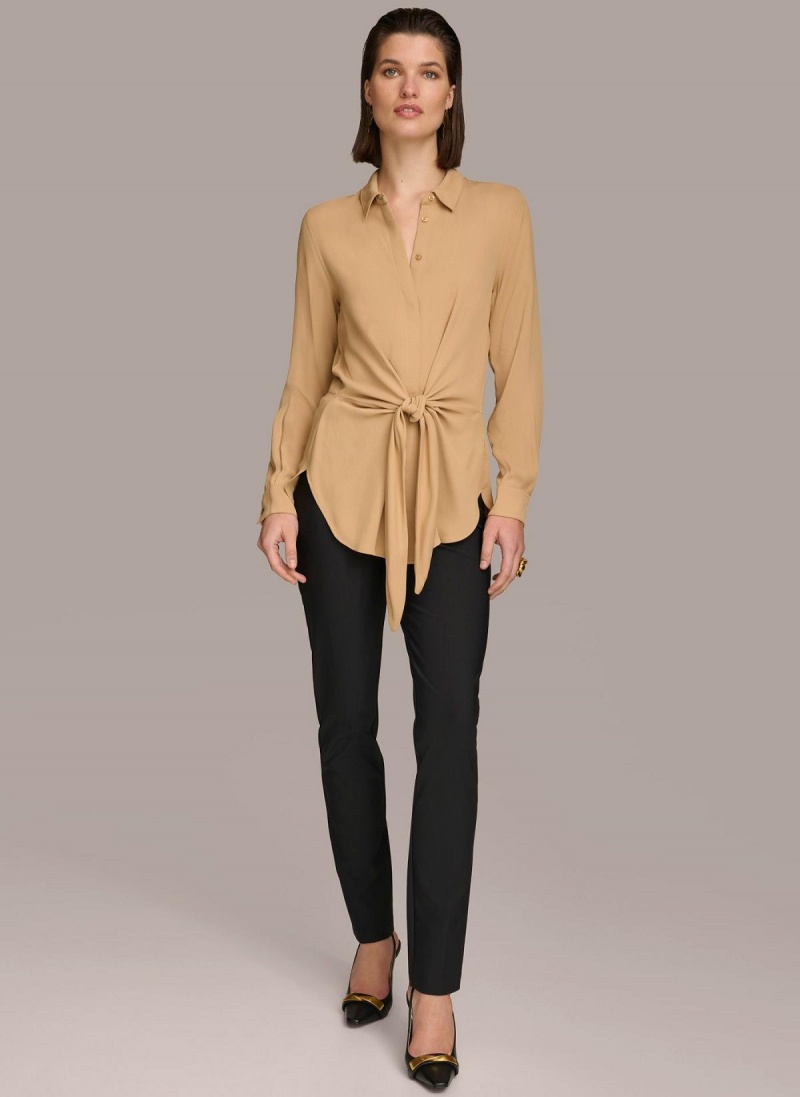 Sweaters and Tops Donna Karan Long Sleeve High-low With Tie At Pásom Zlate | SK_DK75258