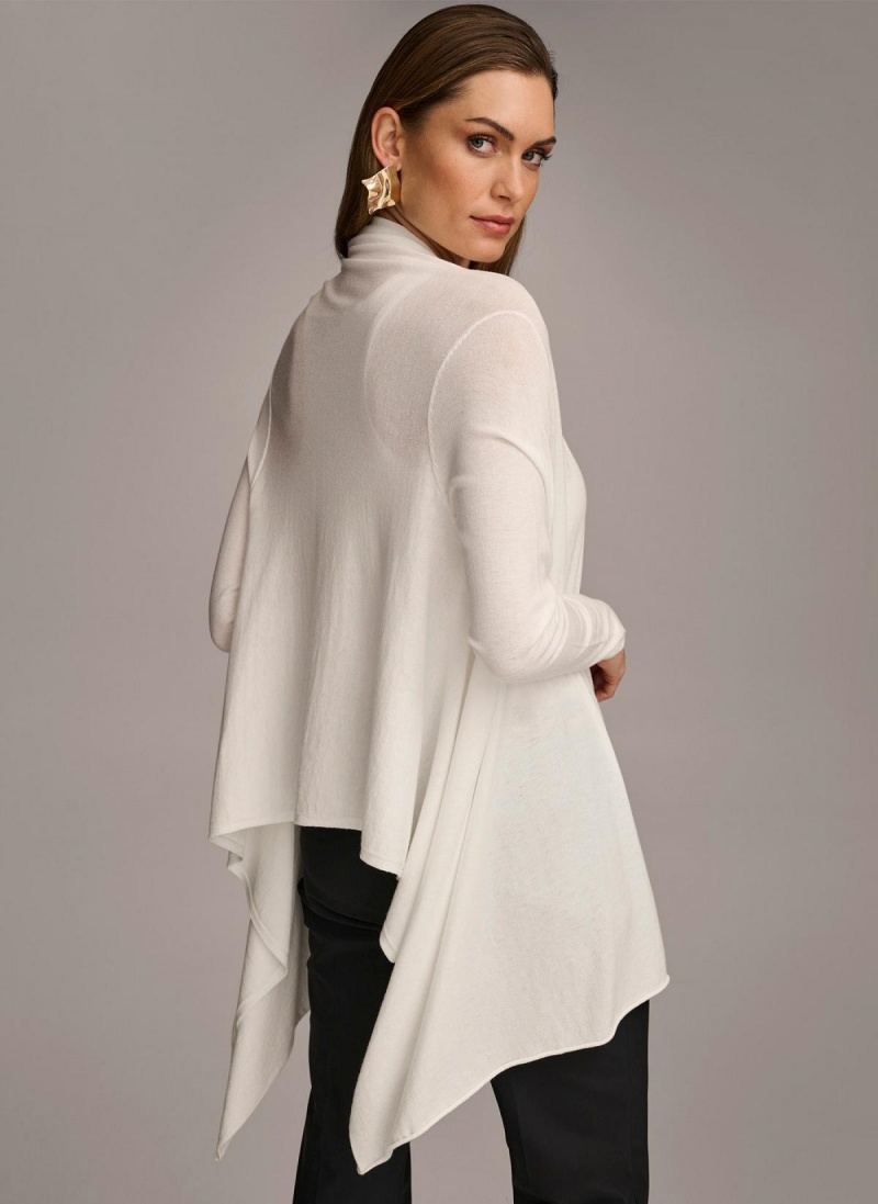 Sweaters and Tops Donna Karan Long Sleeve Drape Cardigan Krém | SK_DK85067