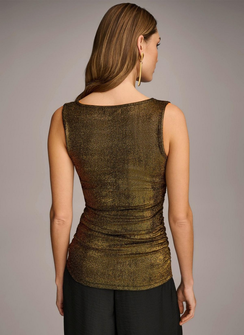 Sweaters and Tops Donna Karan Metallic Tank Čierne | SK_DK60974