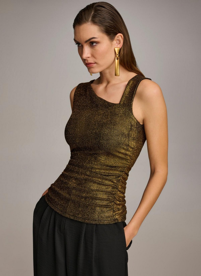 Sweaters and Tops Donna Karan Metallic Tank Čierne | SK_DK60974