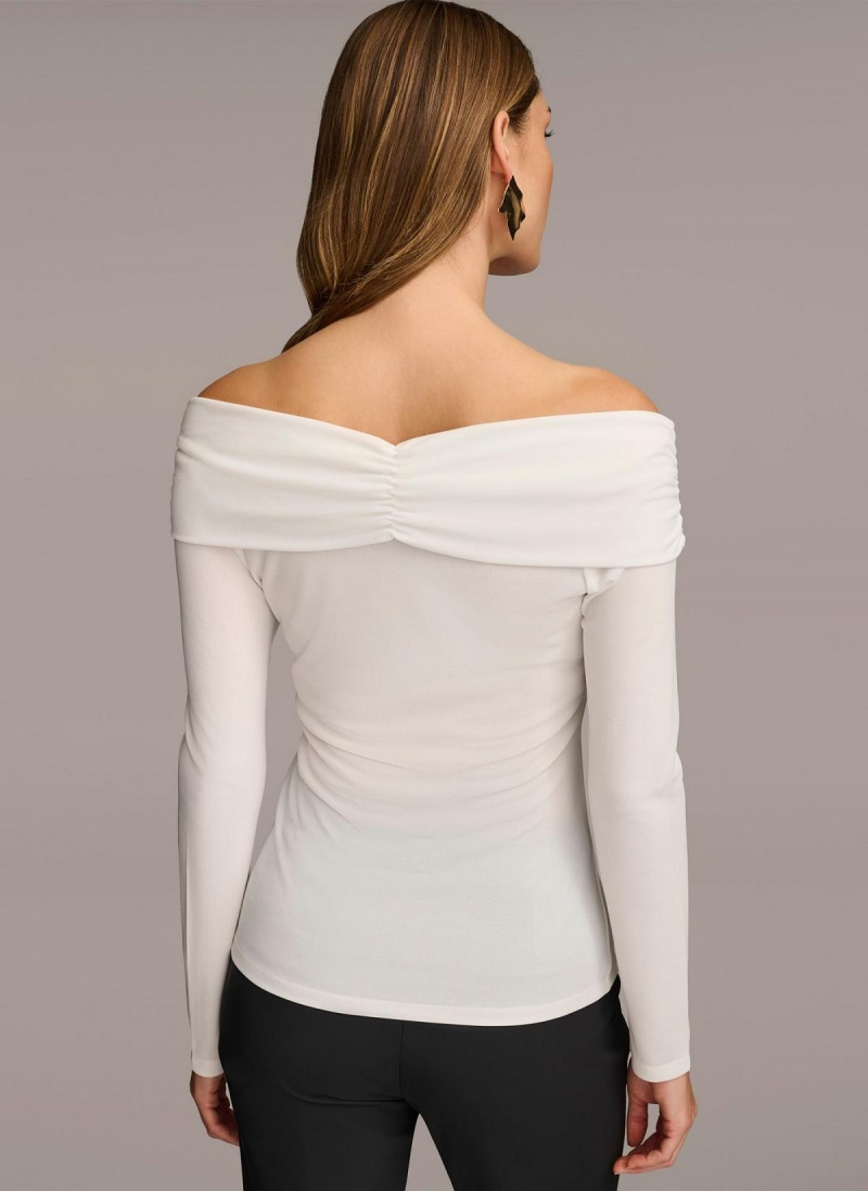 Sweaters and Tops Donna Karan Off Shoulder Wrap Krém | SK_DK94496