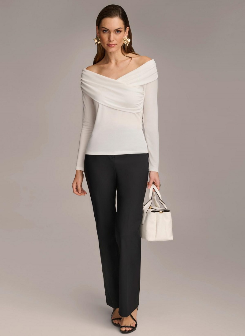 Sweaters and Tops Donna Karan Off Shoulder Wrap Krém | SK_DK94496