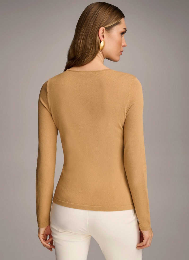 Sweaters and Tops Donna Karan Prackou Hardware Hnede | SK_DK90515