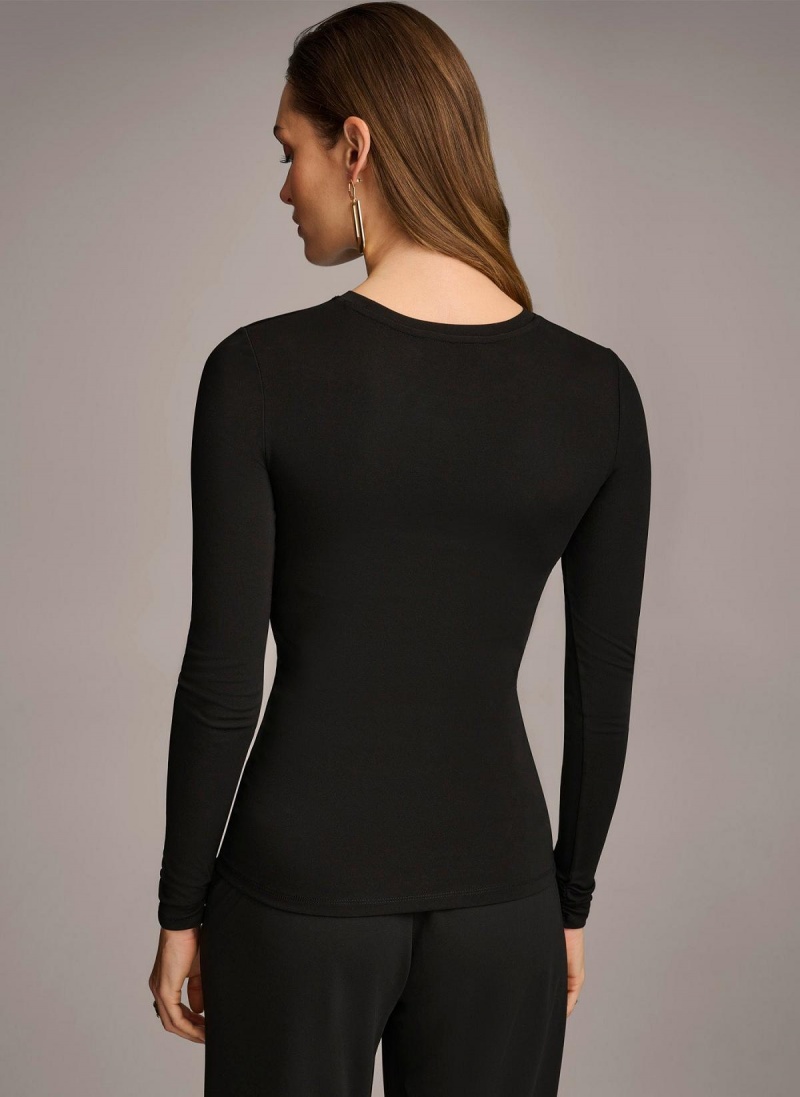 Sweaters and Tops Donna Karan Ruched Detail Čierne | SK_DK58025