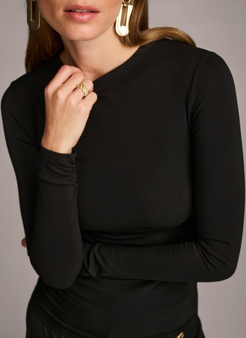 Sweaters and Tops Donna Karan Ruched Detail Čierne | SK_DK58025