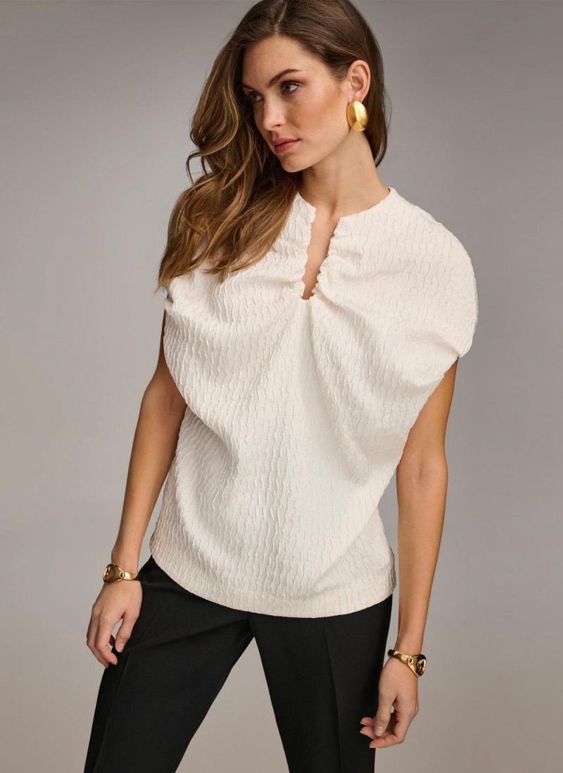 Sweaters and Tops Donna Karan Textured Biele | SK_DK56634