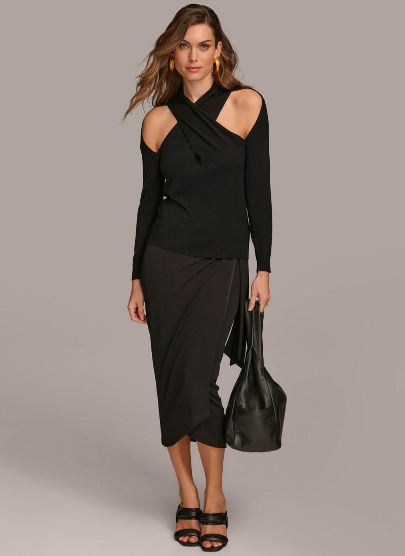 Sweaters and Tops Donna Karan Twist Front Čierne | SK_DK49863