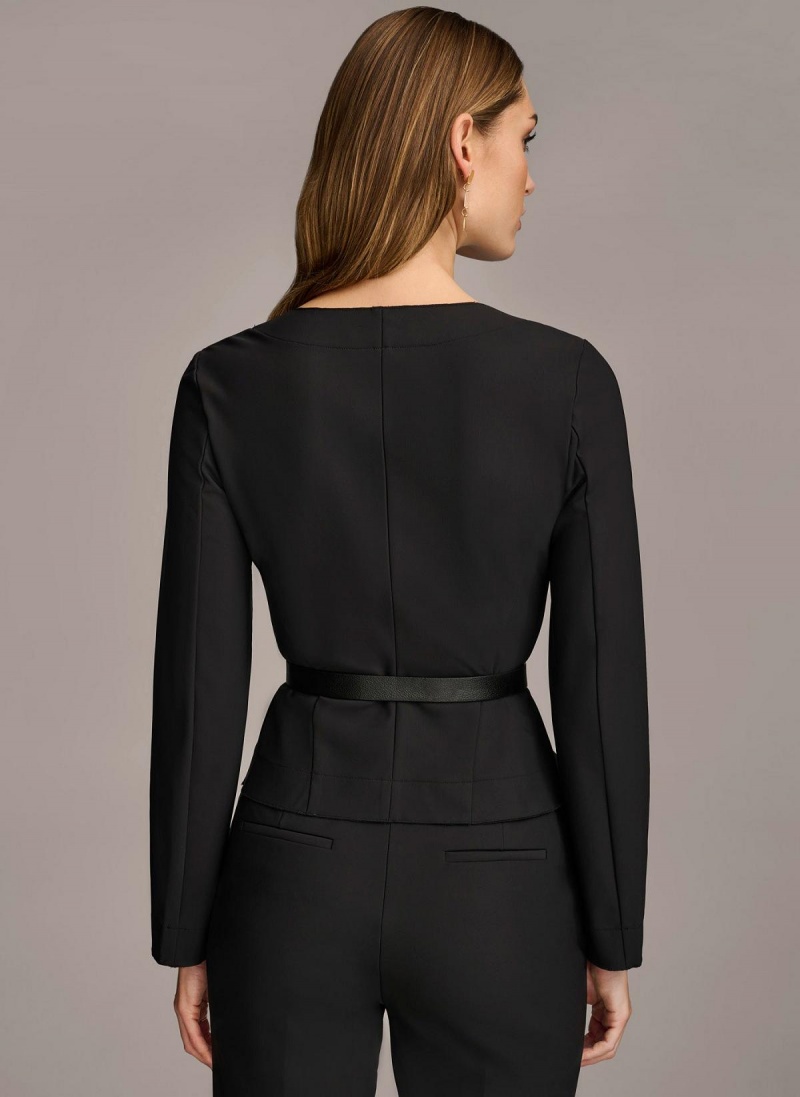 Sweaters and Tops Donna Karan Wrap Jacket With Belt Čierne | SK_DK47914