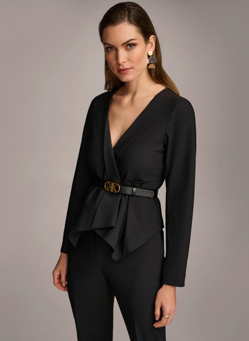 Sweaters and Tops Donna Karan Wrap Jacket With Belt Čierne | SK_DK47914