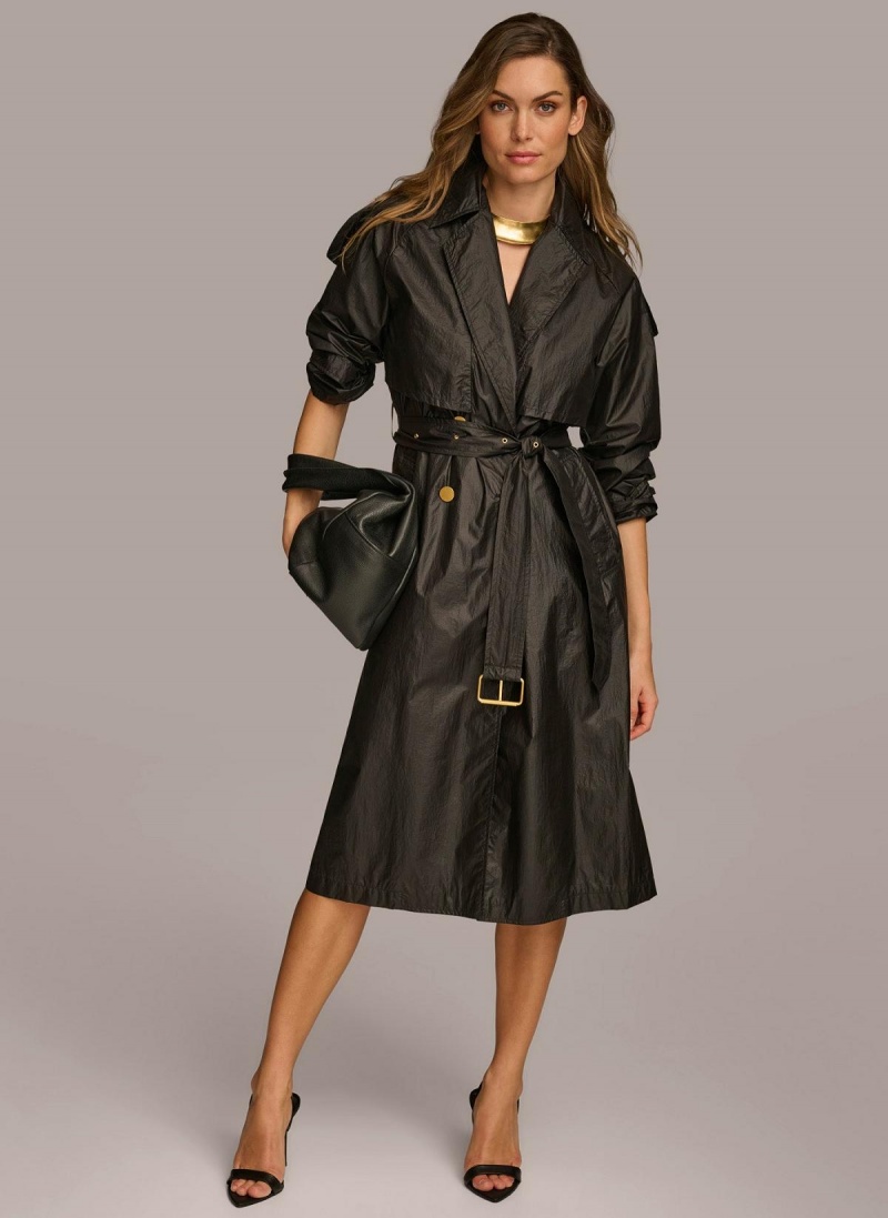 Vrchné Odevy Donna Karan Belted Light Weight Trench Čierne | SK_DK67737