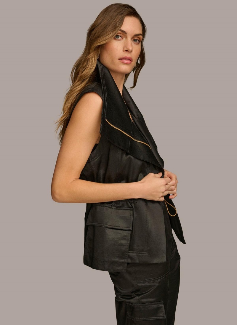 Vrchné Odevy Donna Karan Belted Vest Čierne | SK_DK40767